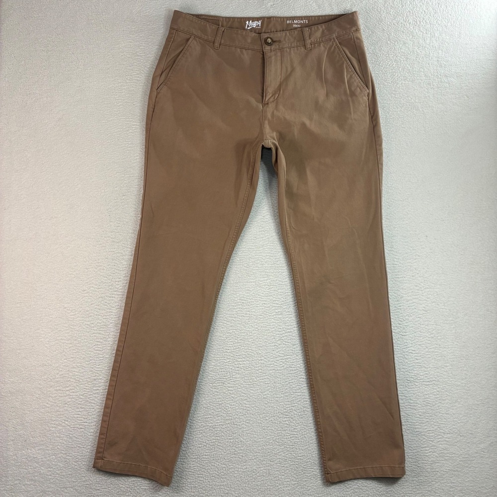 Mugsy Belmonts Chino‎ Pants Men 35x32 Brown Khaki Stretch Straight Casual Jeans